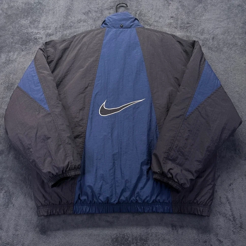 Vintage Nike Air Quilted Windbreaker Puffer Jacket Mens XL Quilted Lining 90s